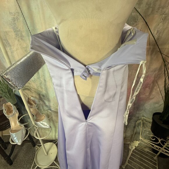 📌David's Bridal Strapless Side Drape & Brooch Satin Bridesmaid Prom Gown Scarf - Picture 9 of 16